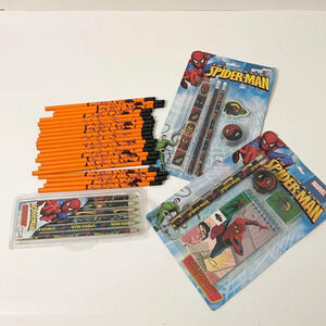 Spiderman Stationery Set and Halloween  Vintage Halloween Pencils Lot